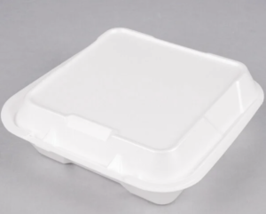 Foam ClamShell 9" X 9" 3-Compartment White/Black 2/100 CT