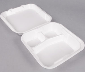 Foam ClamShell 9" X 9" 3-Compartment White/Black 2/100 CT - Image 2