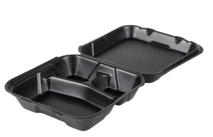 Foam ClamShell 9" X 9" 3-Compartment White/Black 2/100 CT - Image 4