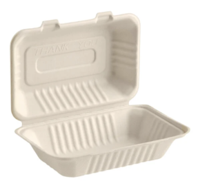 Bagasse Clamshell 6" X 9" 1 COMP 2/100 CT